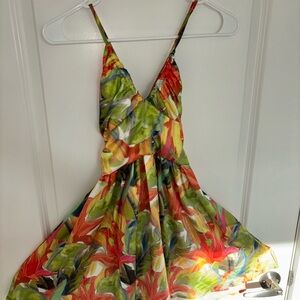 Colorful Tropical Print Dress